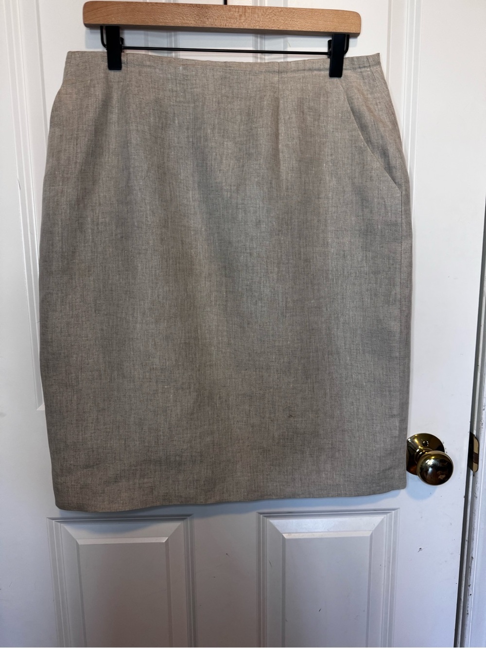 100%Linen Tan Vintage Pencil Skirt Linda Allard for Ellen Tracy 90s Minimalist